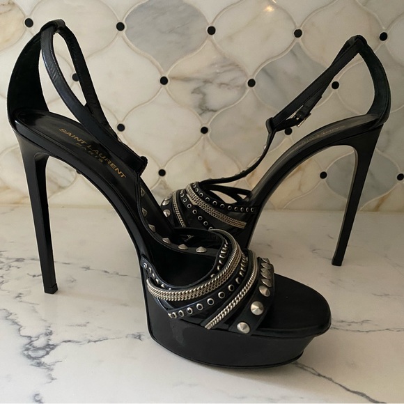 Saint Laurent Paris Platform Studded & Chained High Heel Stilettos US 10 (E40) - Picture 10 of 15